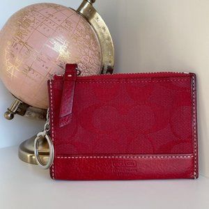 Coach Fabric Signature Red Wallet Coin Purse
